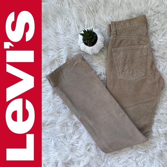 Vintage LEVI’S 551 tan corduroy button fly straight leg pants with white tab - Picture 8 of 16